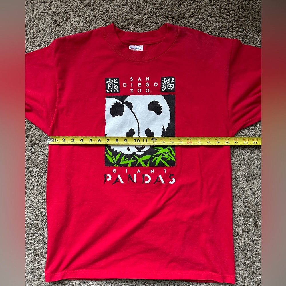 San Diego Zoo Giant Pandas Shirt Mens Large Vintage HANES BEEFY Red - Picture 4 of 5